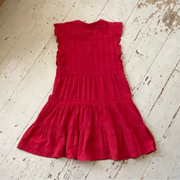 Knox Rose Red Tiered Boho Crochet Lace Baby Doll Mini Dress - Picture 8 of 14